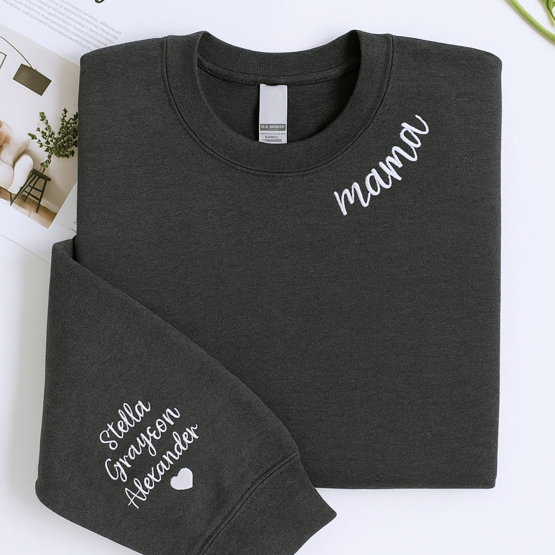 Mama Name Custom Embroidered Hoodie - Personalized Mom Sweatshirt - Mother's Day Gift