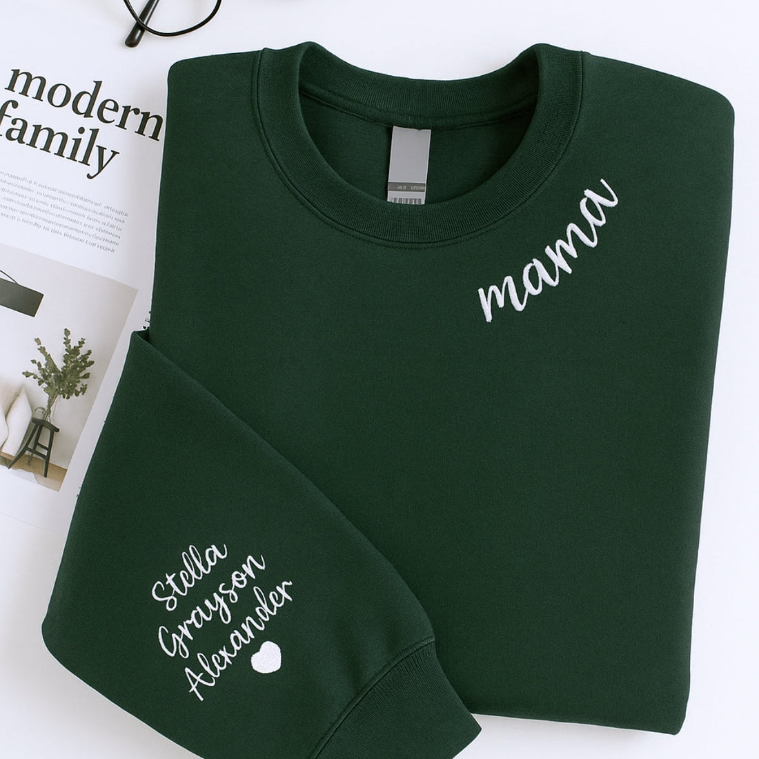 Mama Name Custom Embroidered Hoodie - Personalized Mom Sweatshirt - Mother's Day Gift