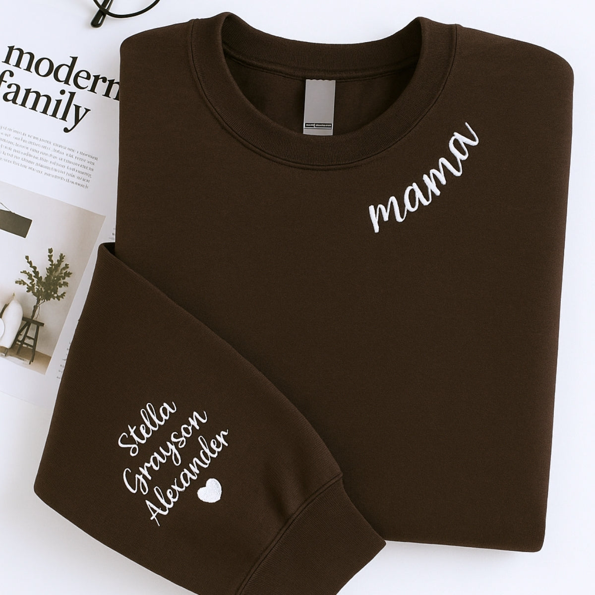 Mama Name Custom Embroidered Hoodie - Personalized Mom Sweatshirt - Mother's Day Gift