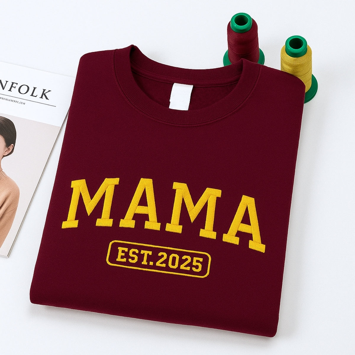 Mama EST Year Custom Embroidered Sweatshirt - Personalized Established Mom Hoodie - Mom Gift