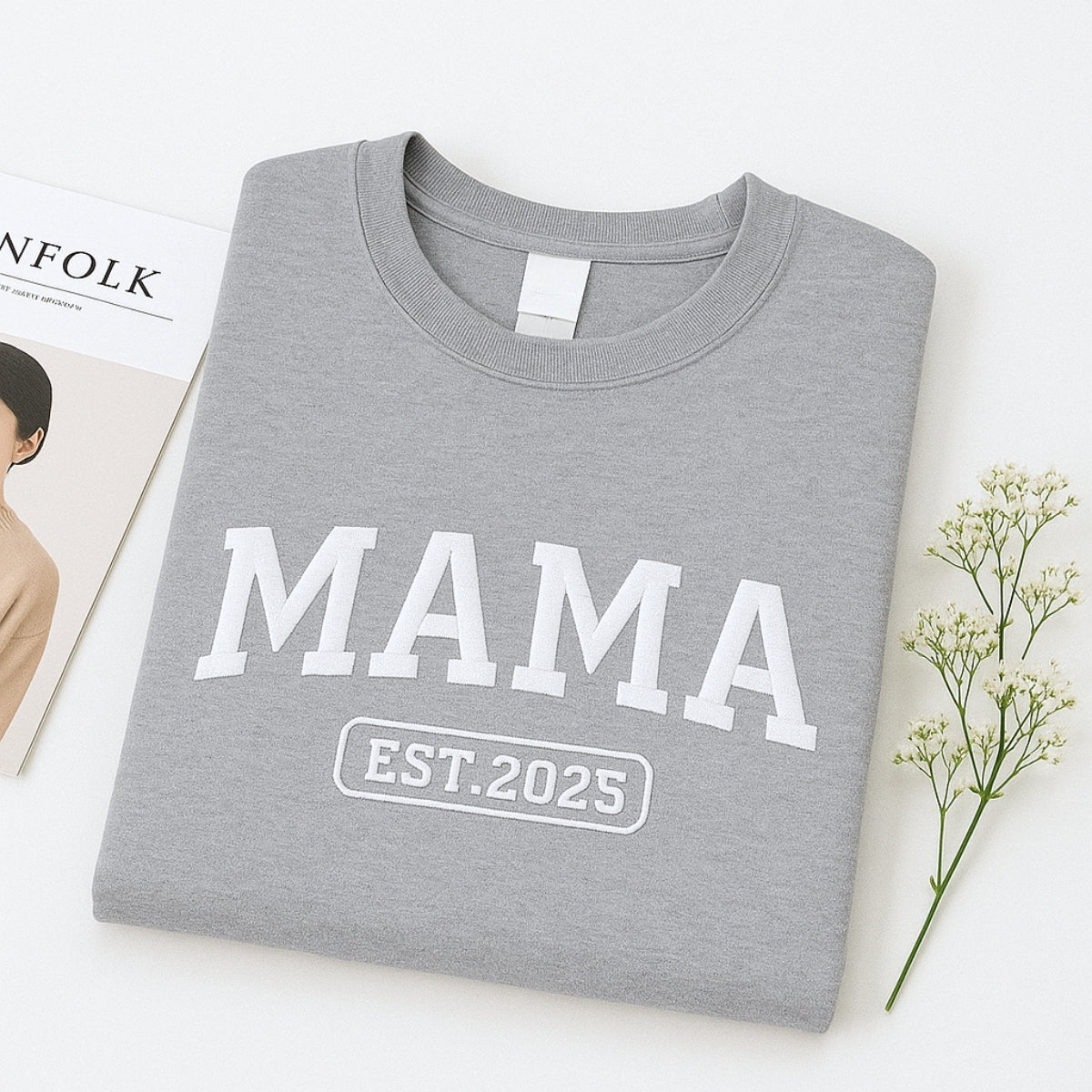 Mama EST Year Custom Embroidered Sweatshirt - Personalized Established Mom Hoodie - Mom Gift