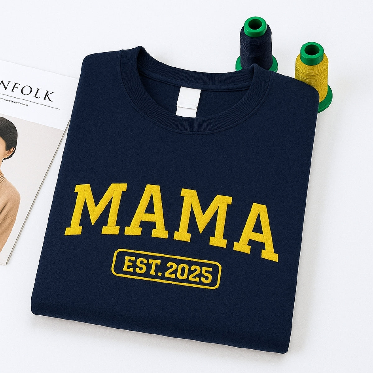 Mama EST Year Custom Embroidered Sweatshirt - Personalized Established Mom Hoodie - Mom Gift