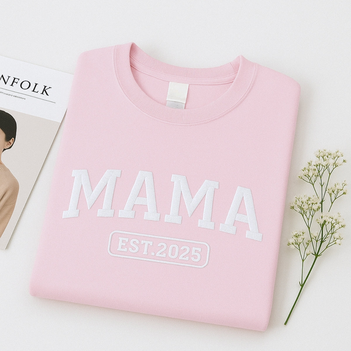 Mama EST Year Custom Embroidered Sweatshirt - Personalized Established Mom Hoodie - Mom Gift