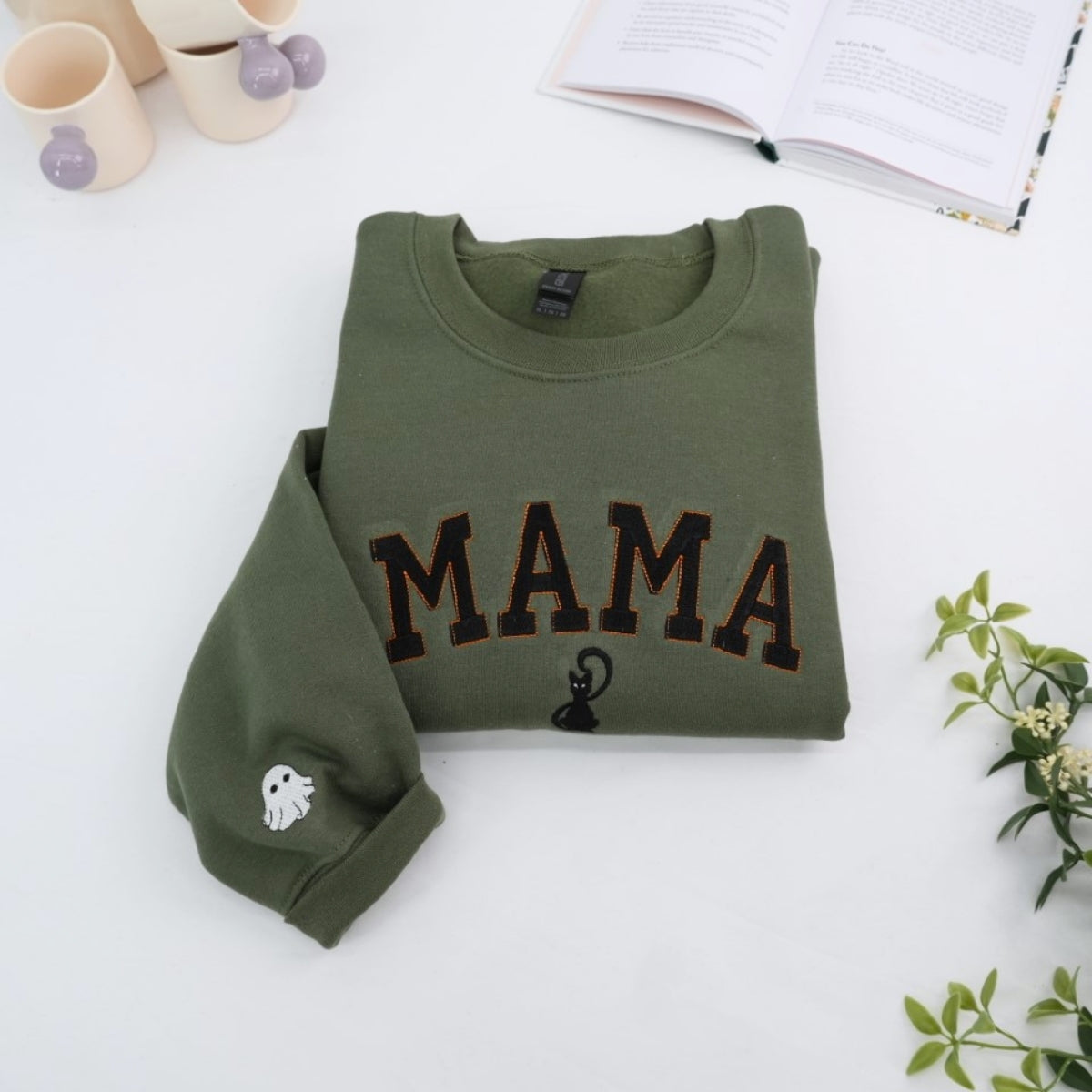 Mama Halloween Custom Embroidered Sweatshirt - Spooky Mom Apparel - Halloween Gift