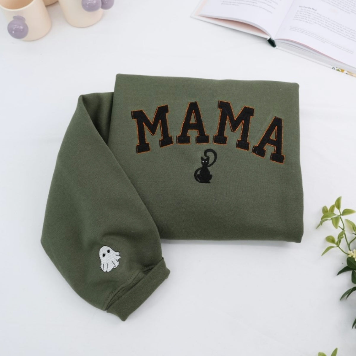 Mama Halloween Custom Embroidered Sweatshirt - Spooky Mom Apparel - Halloween Gift