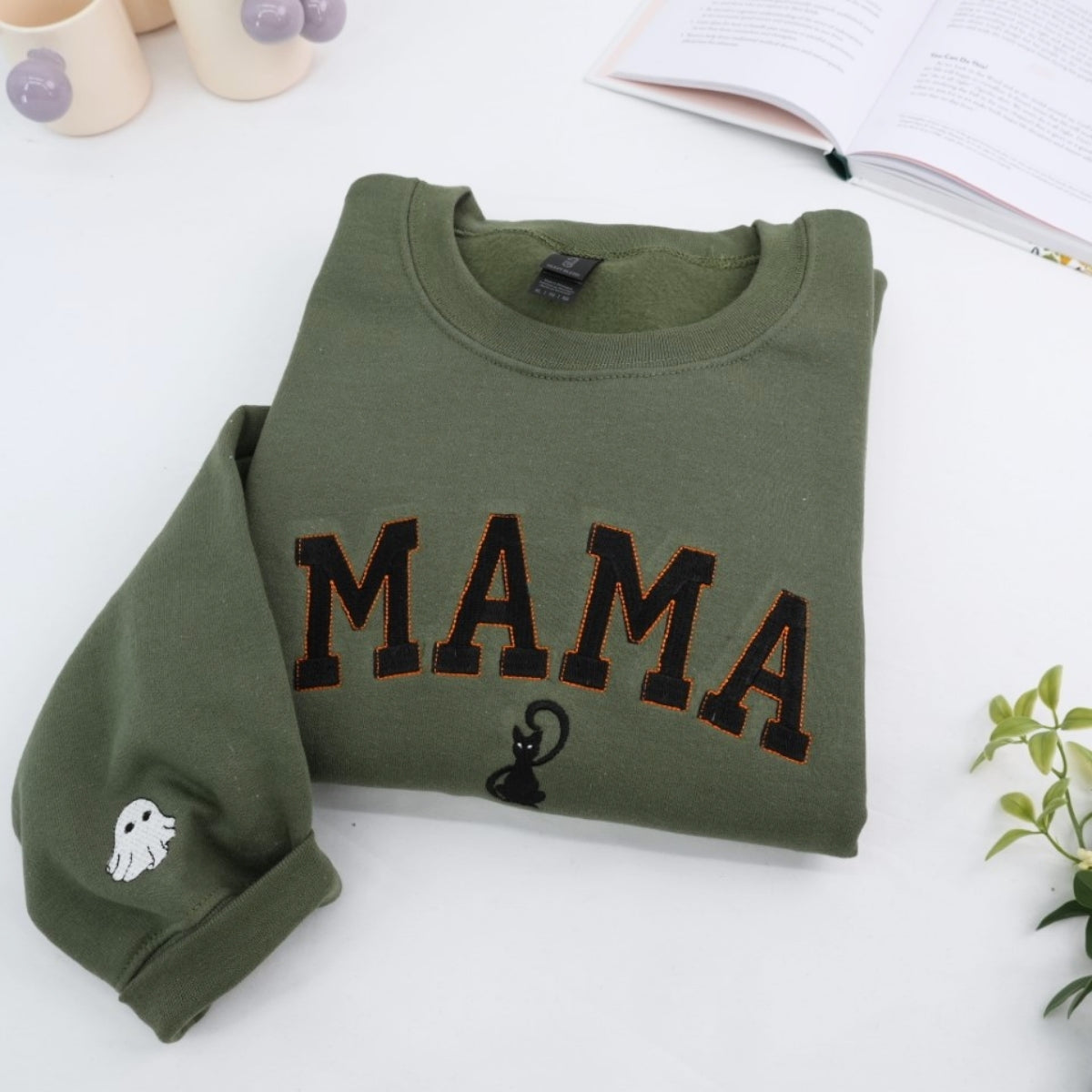 Mama Halloween Custom Embroidered Sweatshirt - Spooky Mom Apparel - Halloween Gift