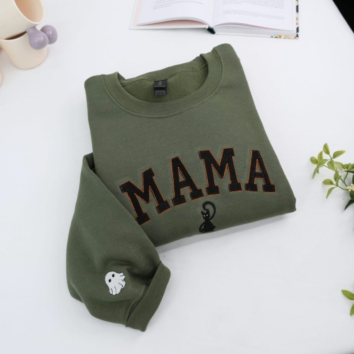 Mama Halloween Custom Embroidered Sweatshirt - Spooky Mom Apparel - Halloween Gift