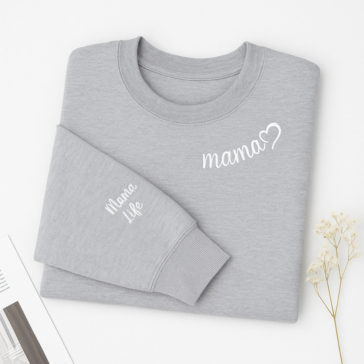Mama Life Custom Embroidered Hoodie - Personalized Mom Sweatshirt - Mother's Day Gift