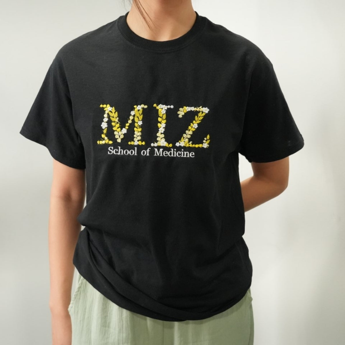 Medical School Floral Custom Embroidered T-Shirt - University Apparel - Med Student Gift