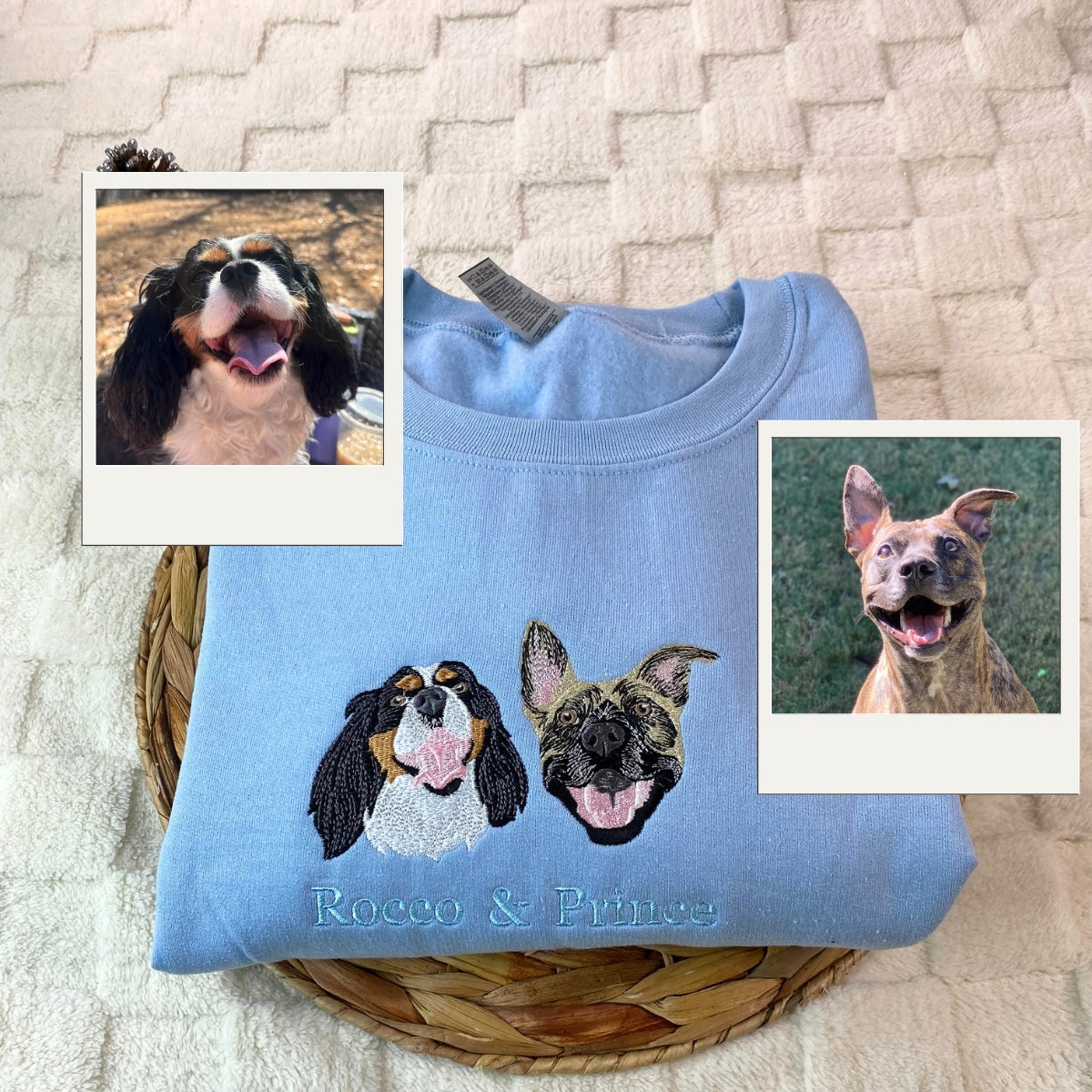 Memorial Dog Portrait Custom Embroidered Hoodie - Pet Memory Sweatshirt - Pet Tribute Gift