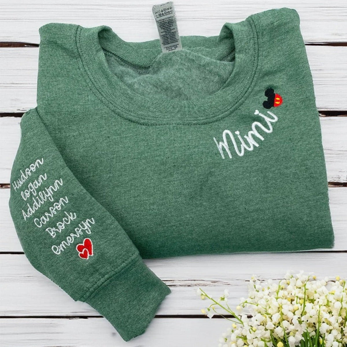 Mimi Crew Neck Custom Embroidered Hoodie - Grandma Sweatshirt - Grandmother Gift