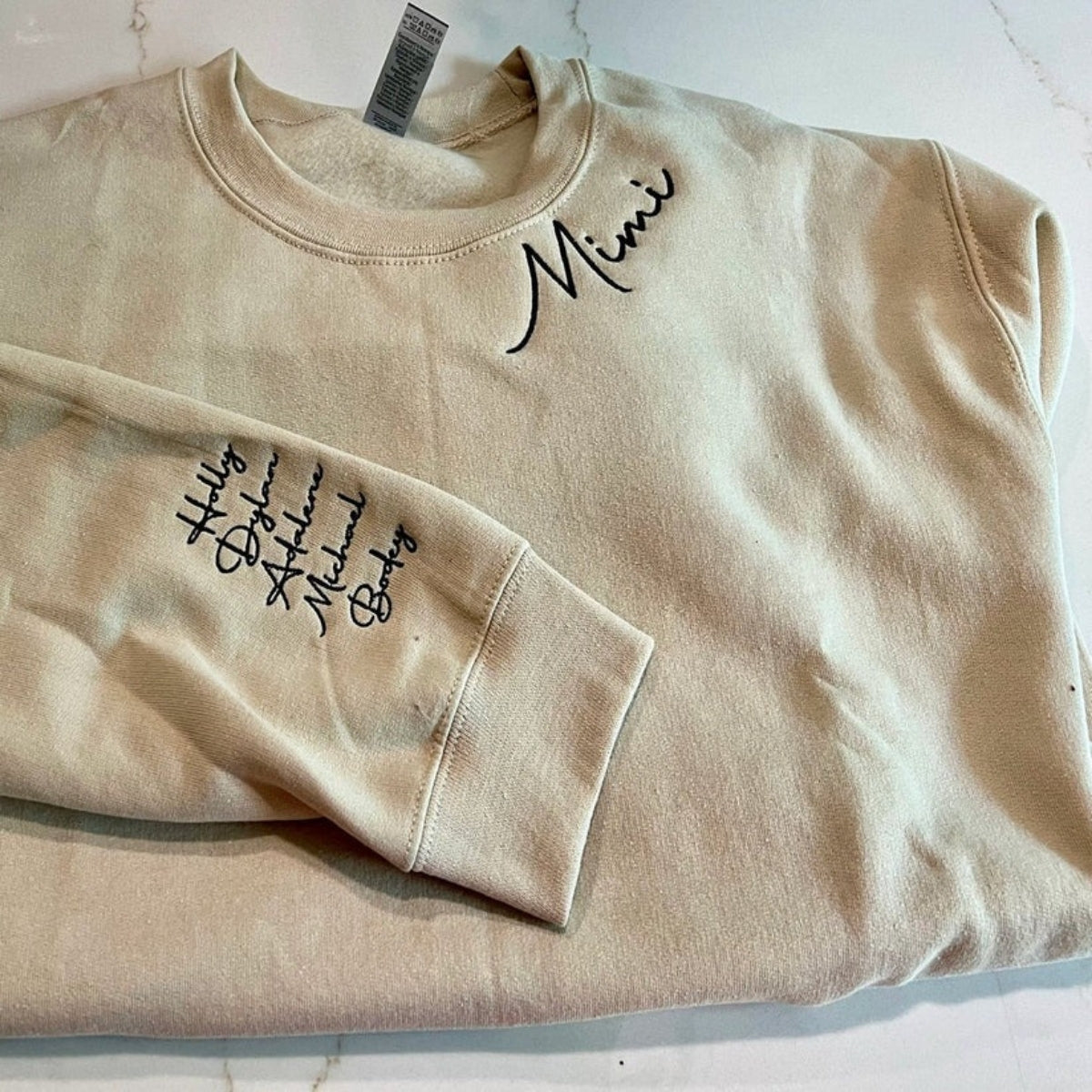 Mimi Crew Neck Custom Embroidered Hoodie - Grandma Sweatshirt - Grandmother Gift