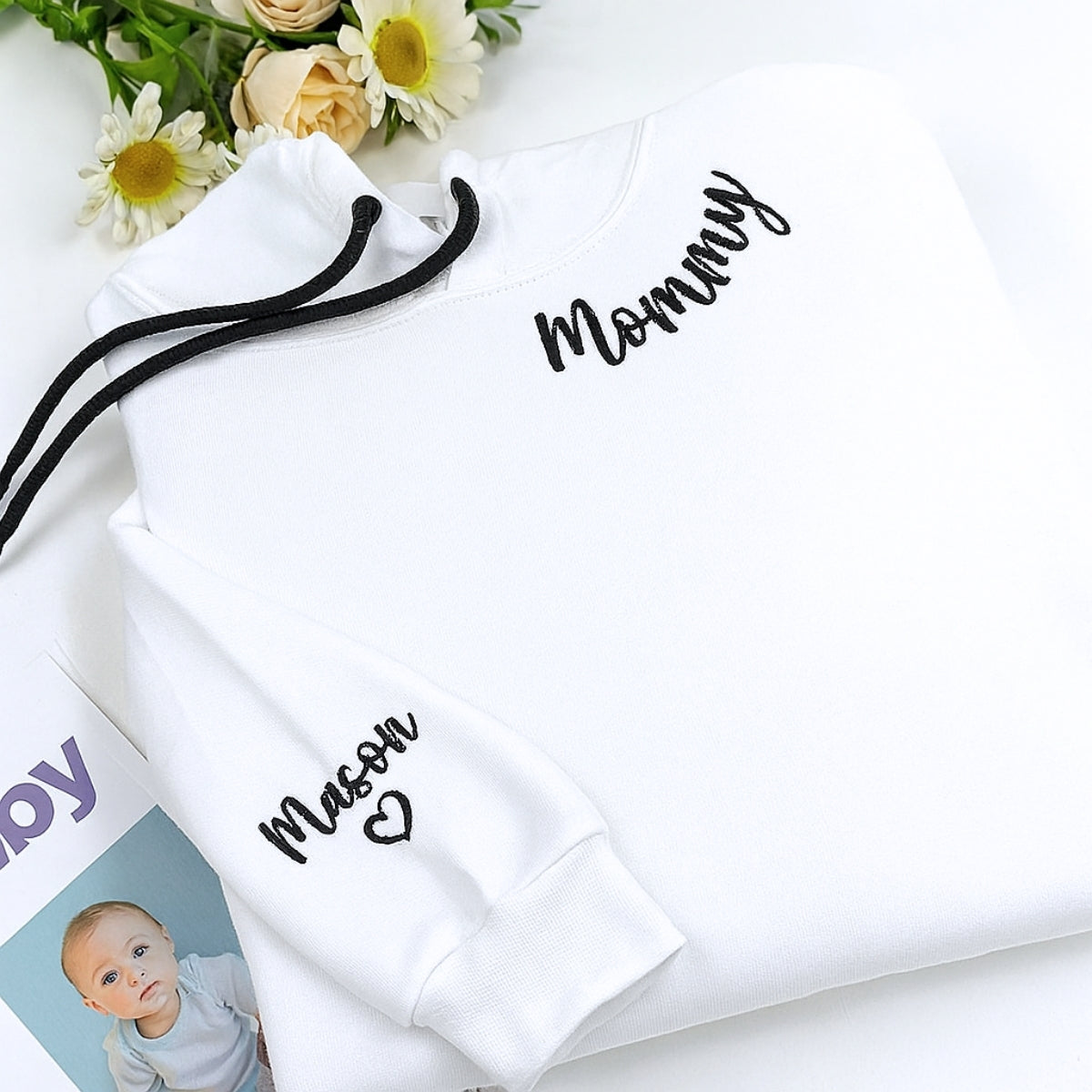 Mommy Custom Embroidered Hoodie - Personalized Mom Sweatshirt - Perfect Mother's Day Gift