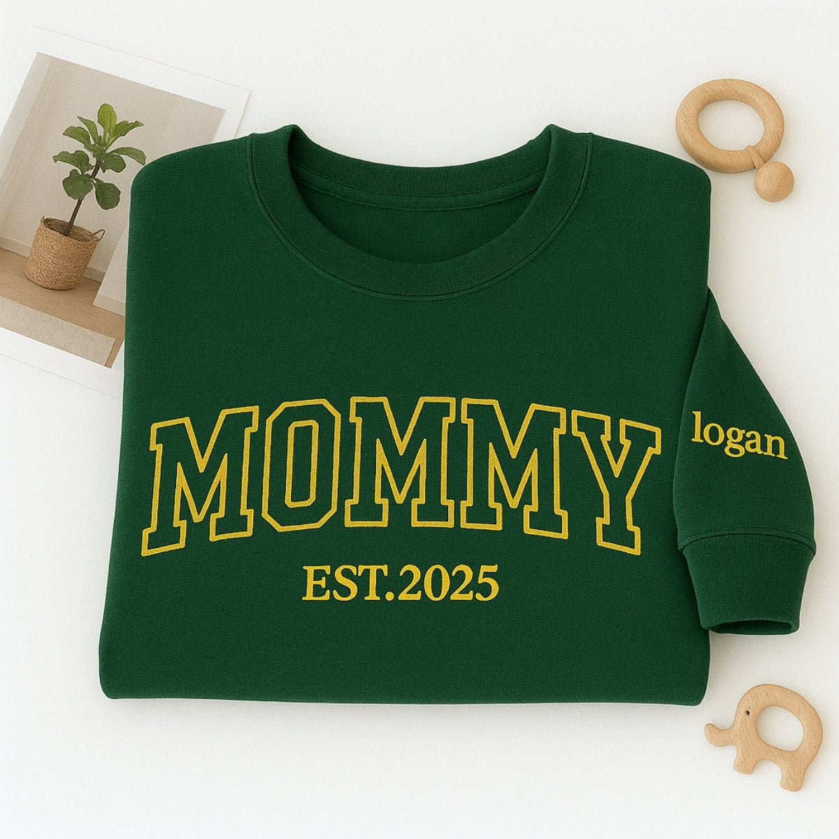 Mommy Custom Embroidered Hoodie - Varsity Style with Child Name - Personalized Mother's Day Gift