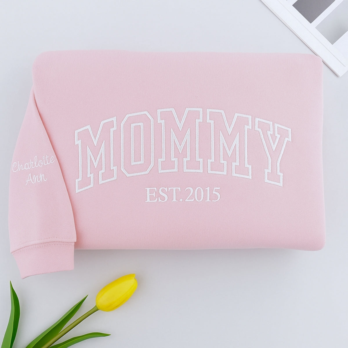 Mommy Custom Embroidered Hoodie - Varsity Style with Child Name - Personalized Mother's Day Gift