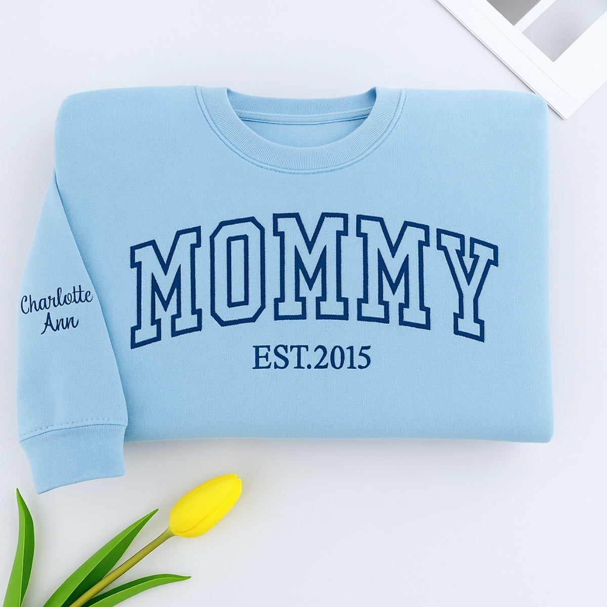 Mommy Custom Embroidered Hoodie - Varsity Style with Child Name - Personalized Mother's Day Gift