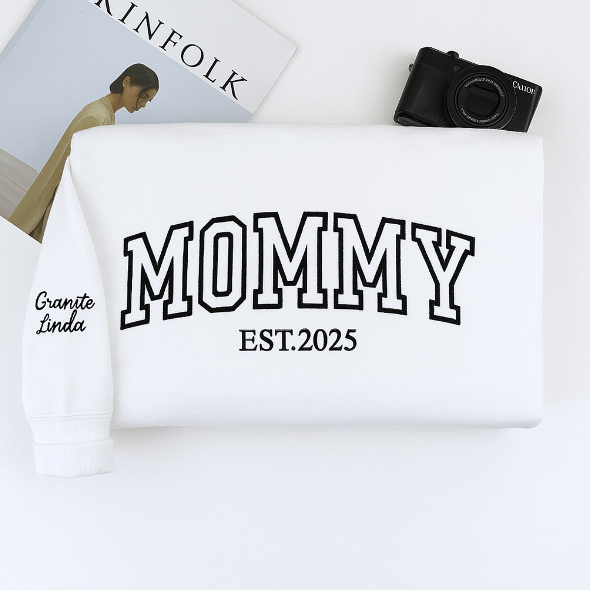 Mommy Custom Embroidered Sweatshirt - Varsity Style with Kids Names - Personalized Mother's Day Gift