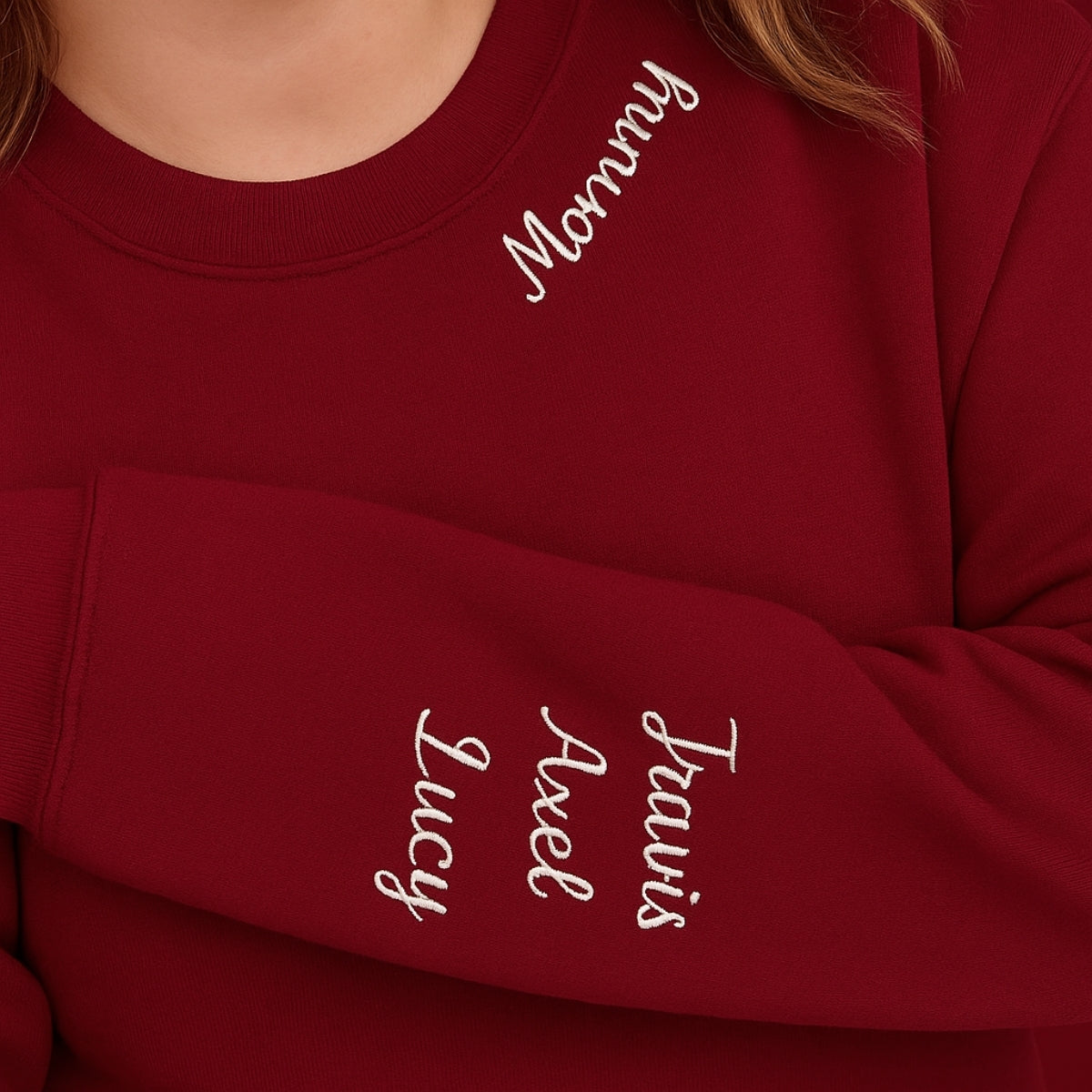 Mommy Custom Embroidered Hoodie with Kids Names - Personalized Mom Sweatshirt - Mother's Day Gift