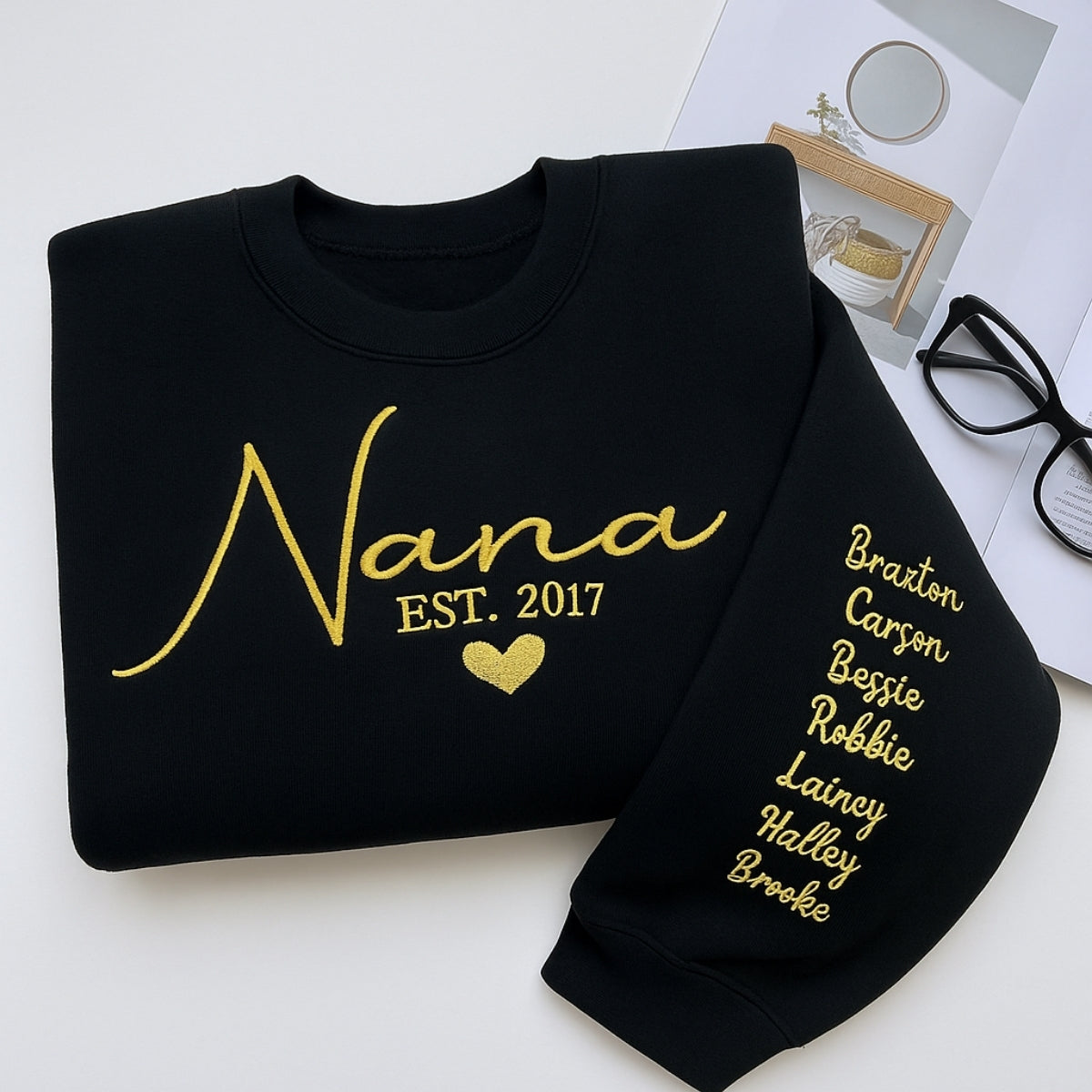 Nana Custom Embroidered Hoodie - Grandma Sweatshirt with Grandchildren Names - Mother's Day Gift