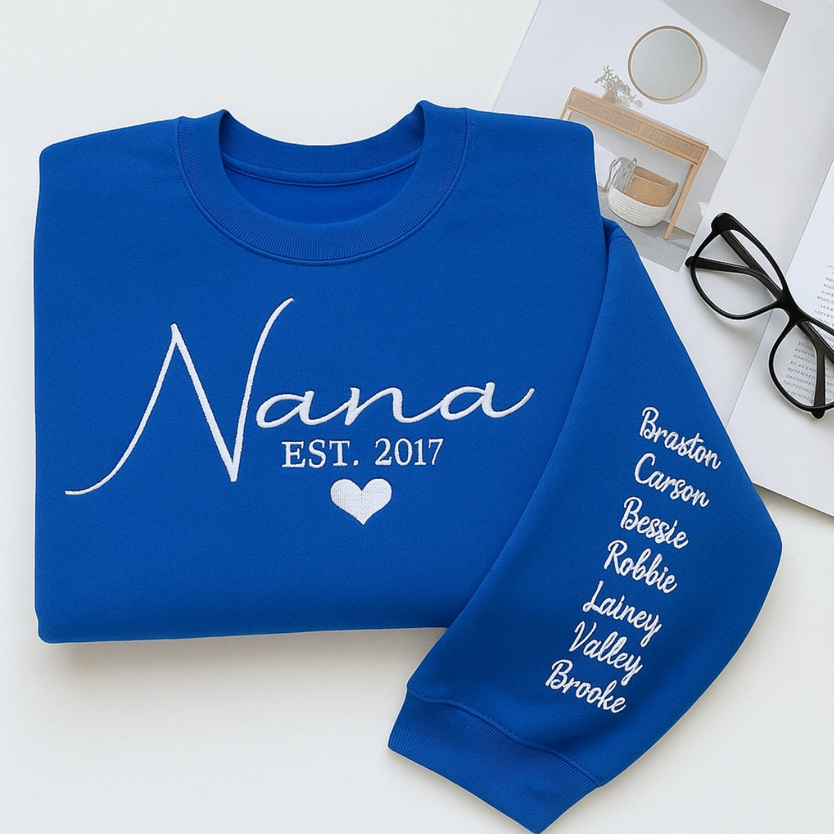 Nana Custom Embroidered Hoodie - Grandma Sweatshirt with Grandchildren Names - Mother's Day Gift