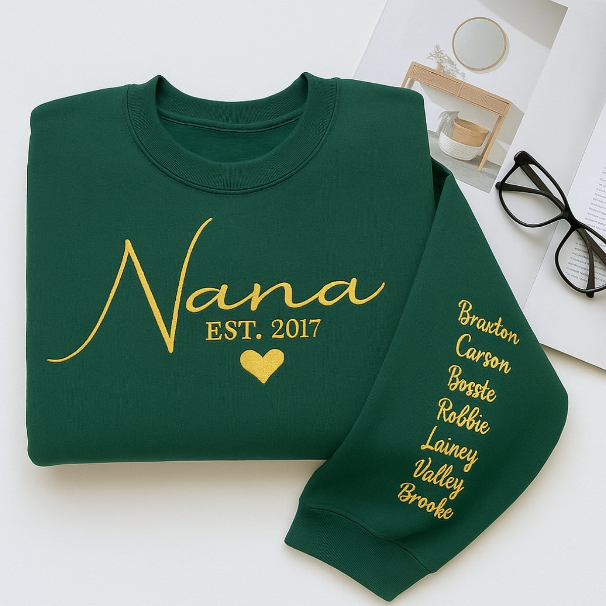 Nana Custom Embroidered Hoodie - Grandma Sweatshirt with Grandchildren Names - Mother's Day Gift