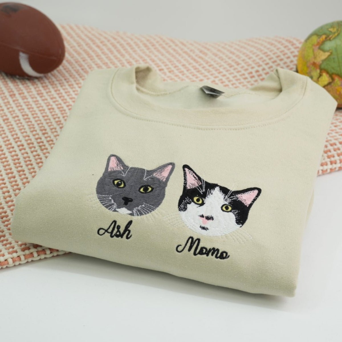 Cat Portrait Custom Embroidered Hoodie - Pet Face Sweatshirt - Personalized Cat Family Gift