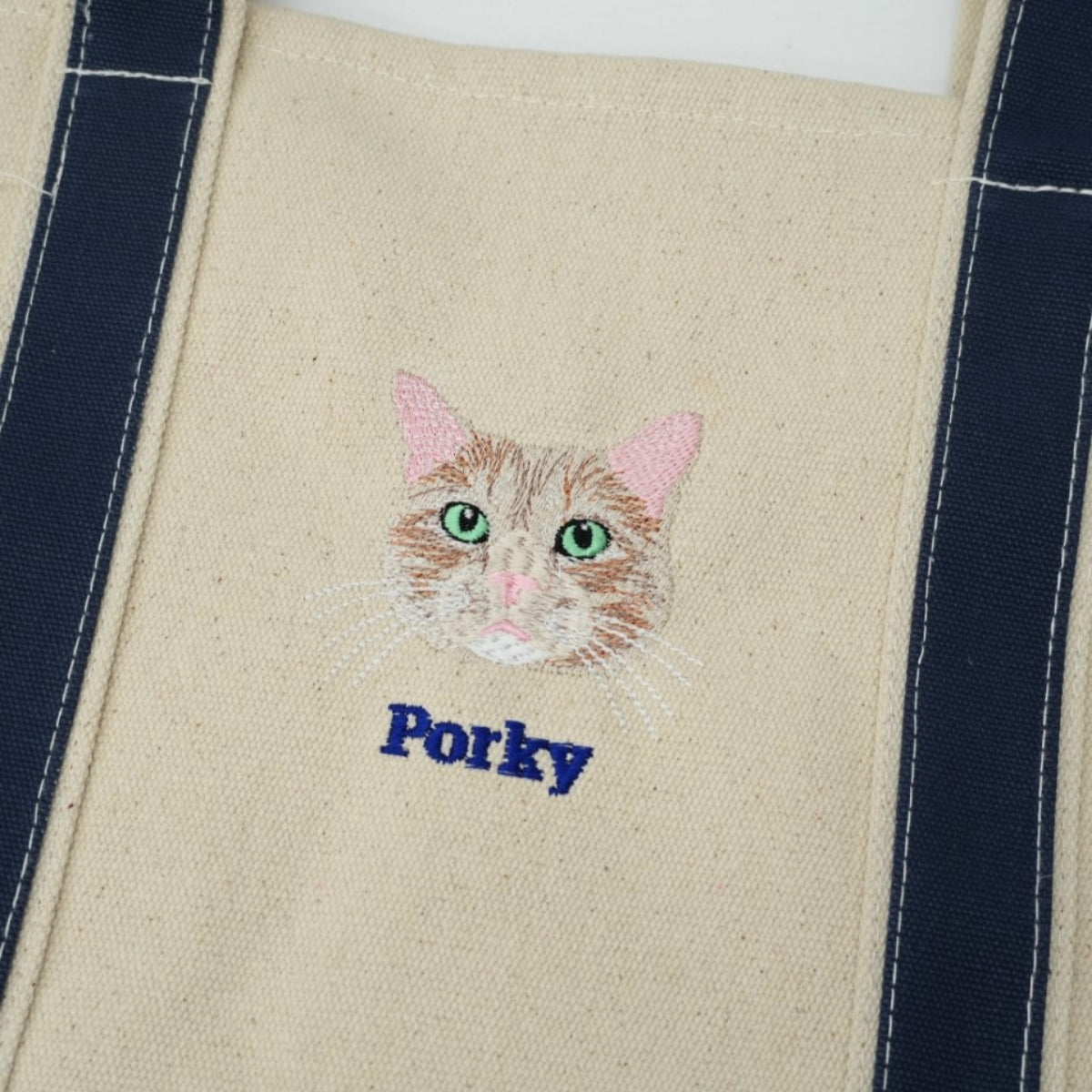 Cat Portrait Custom Embroidered Tote Bag - Cat Face Canvas Bag - Personalized Cat Mom Gift