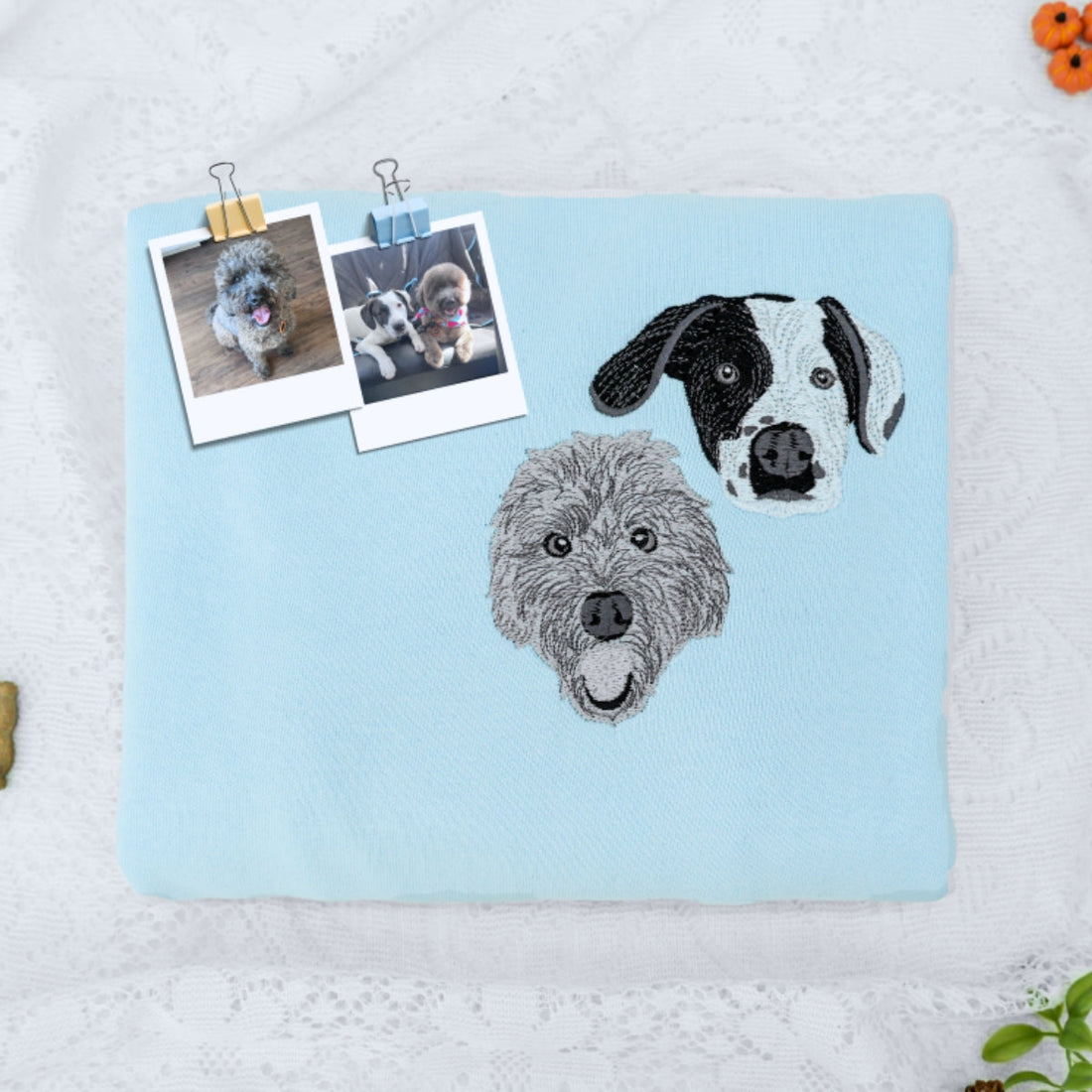 Dog Portrait Custom Embroidered Hoodie - Pet Face Sweatshirt - Personalized Multi Pet Parent Gift