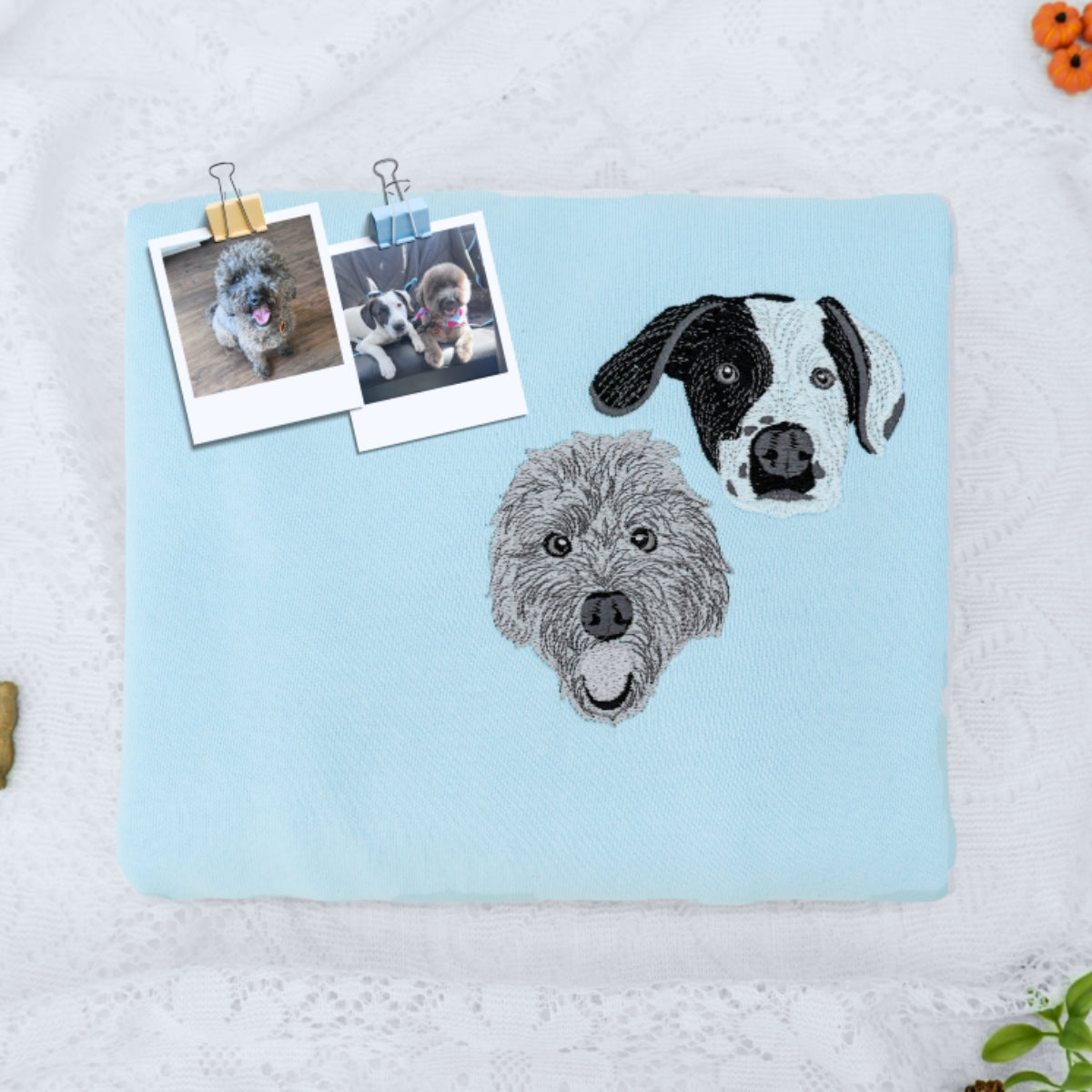 Dog Portrait Custom Embroidered Hoodie - Pet Face Sweatshirt - Personalized Multi Pet Parent Gift