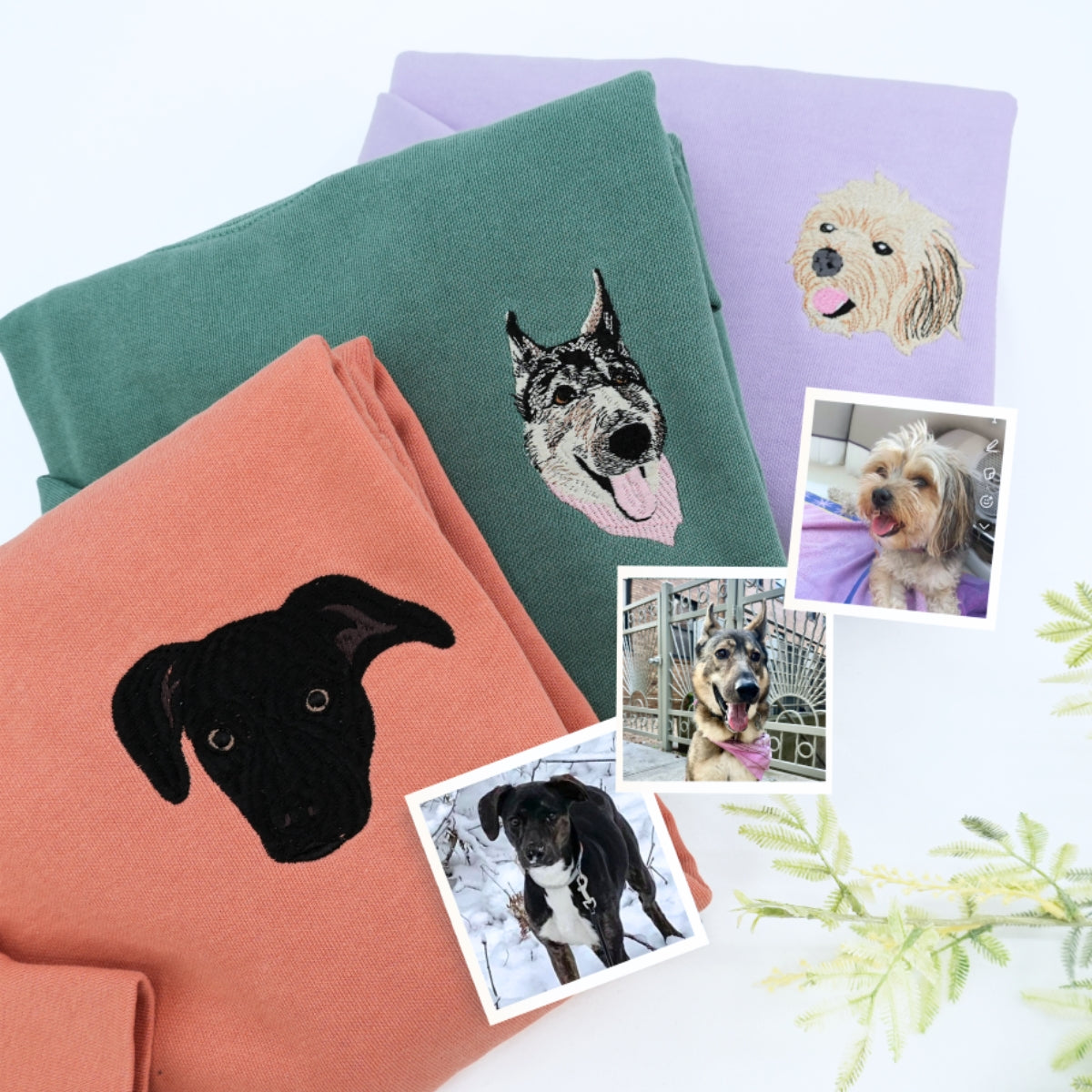 Dog Portrait Custom Embroidered Hoodie - Pet Face Sweatshirt - Personalized Multi Pet Parent Gift