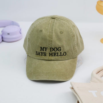 My Dog Says Hello Custom Embroidered Hat - Dog Lover Cap - Personalized Pet Parent Gift