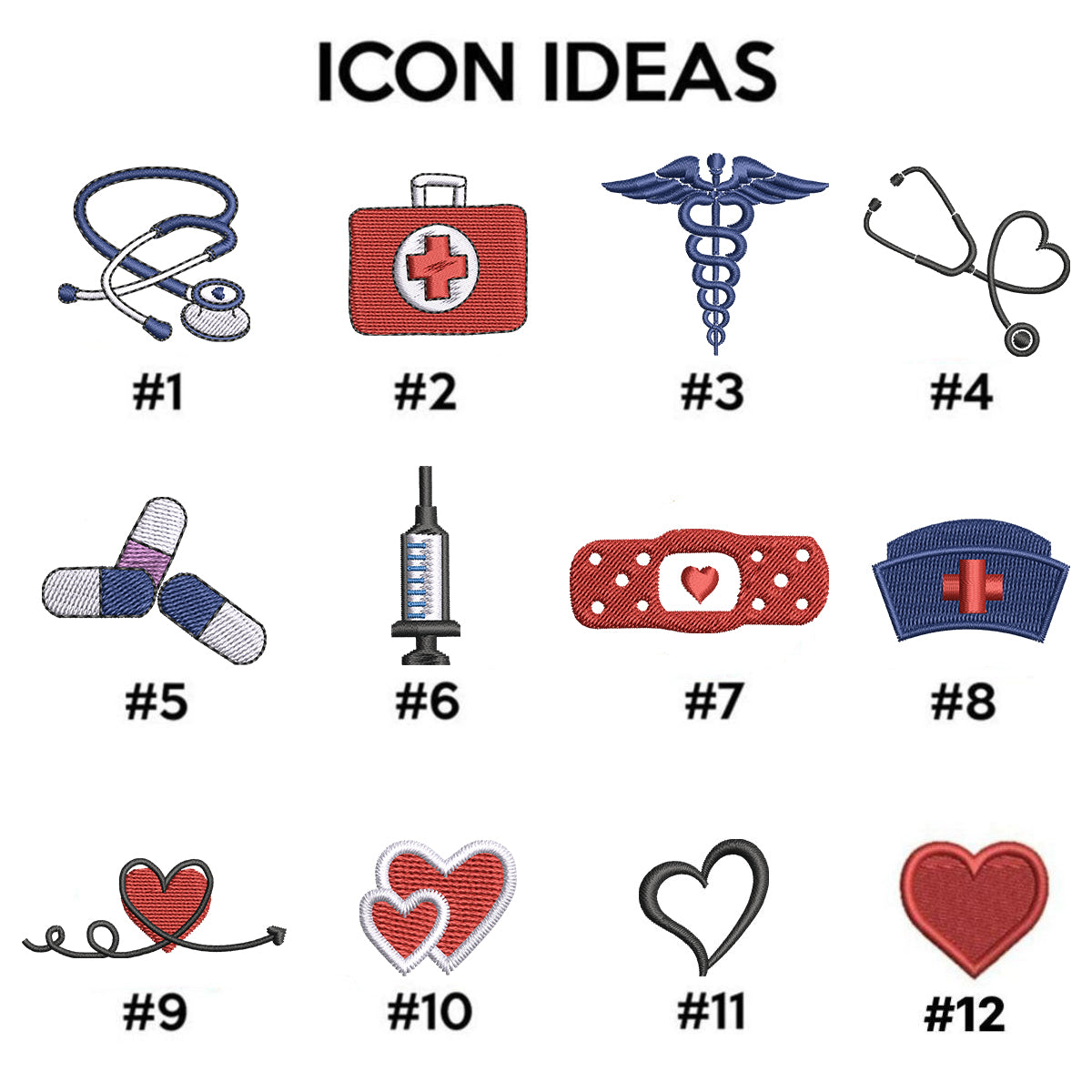 Cute Medical Symbols Hoodies - Healthcare Worker Embroidered Sweaters - Nurse Gift