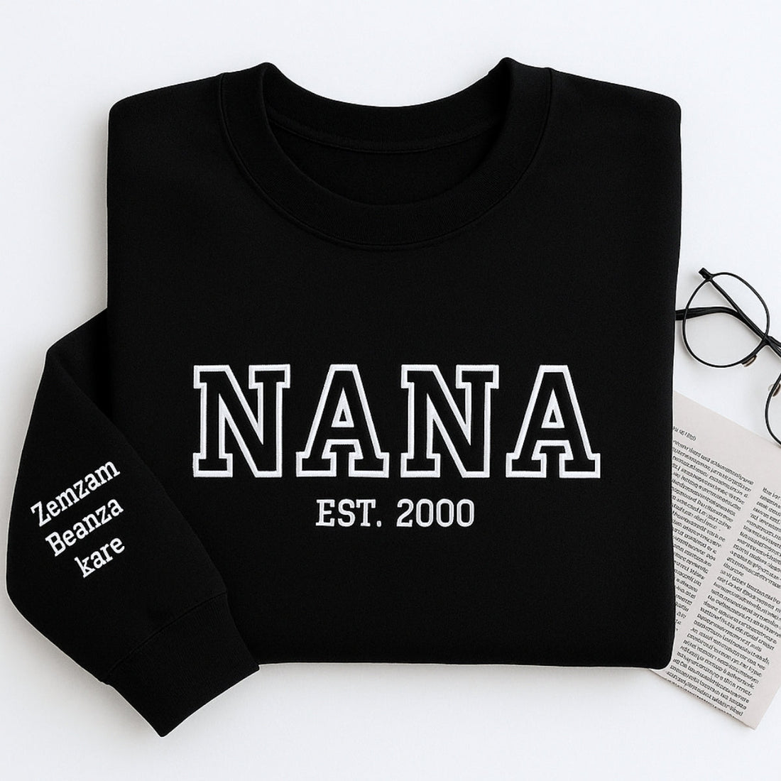 Nana Custom Embroidered Hoodie - Varsity Style Grandmother Sweatshirt - Personalized Grandma Gift