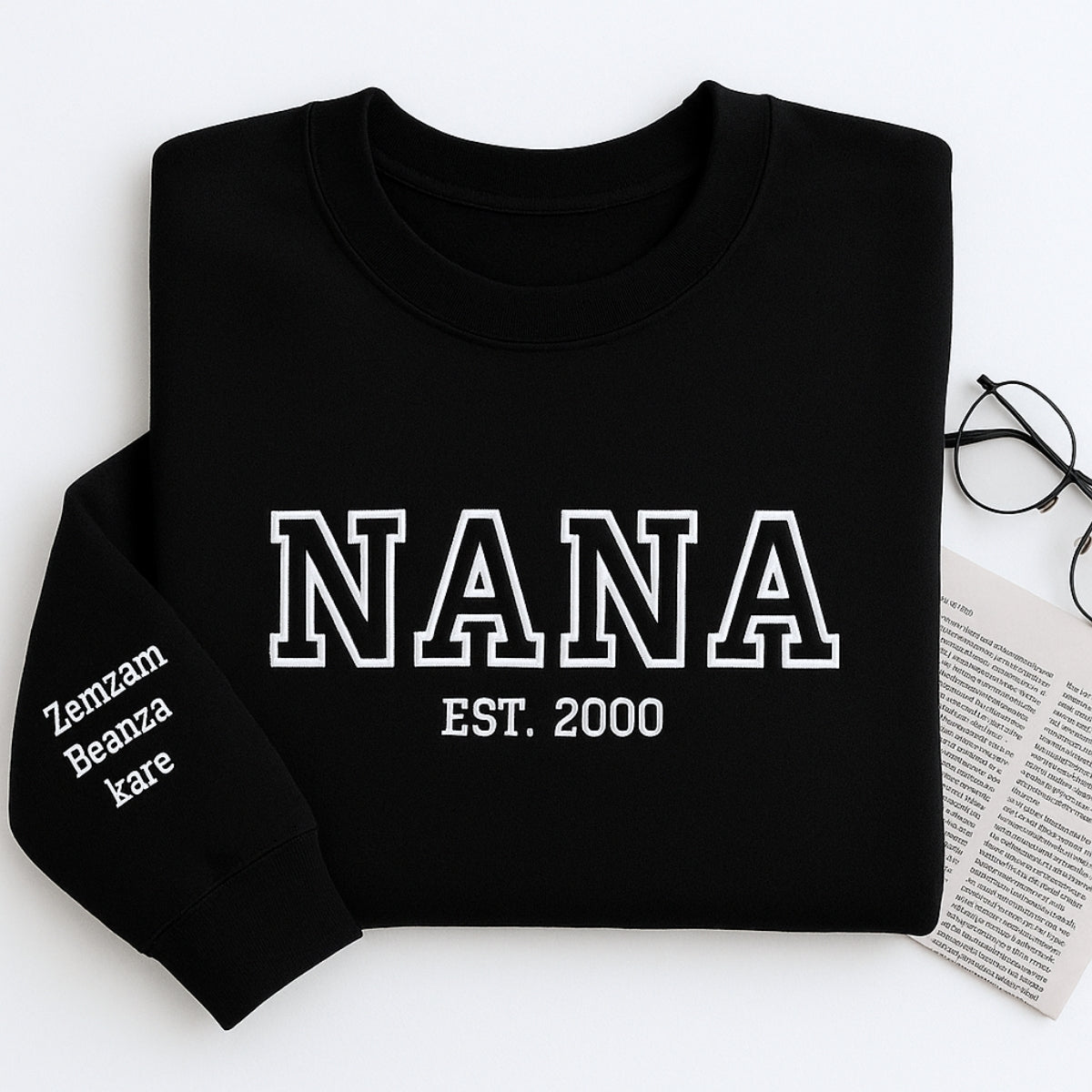 Nana Custom Embroidered Hoodie - Varsity Style Grandmother Sweatshirt - Personalized Grandma Gift
