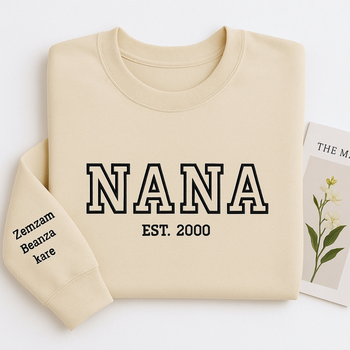 Nana Custom Embroidered Hoodie - Varsity Style Grandmother Sweatshirt - Personalized Grandma Gift