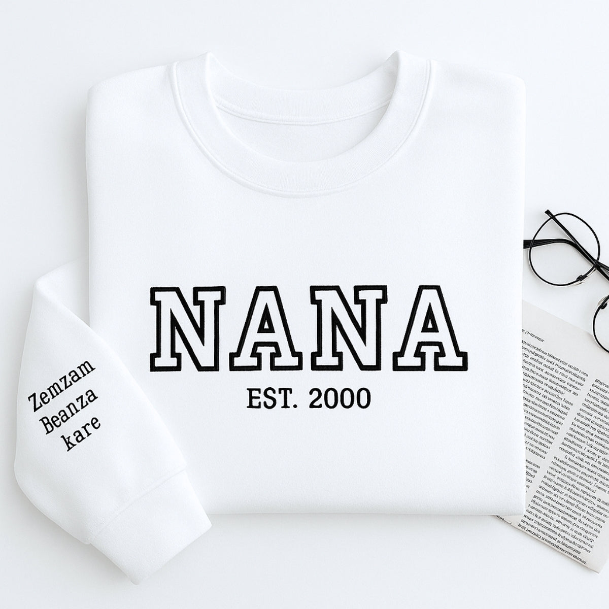Nana Custom Embroidered Hoodie - Varsity Style Grandmother Sweatshirt - Personalized Grandma Gift