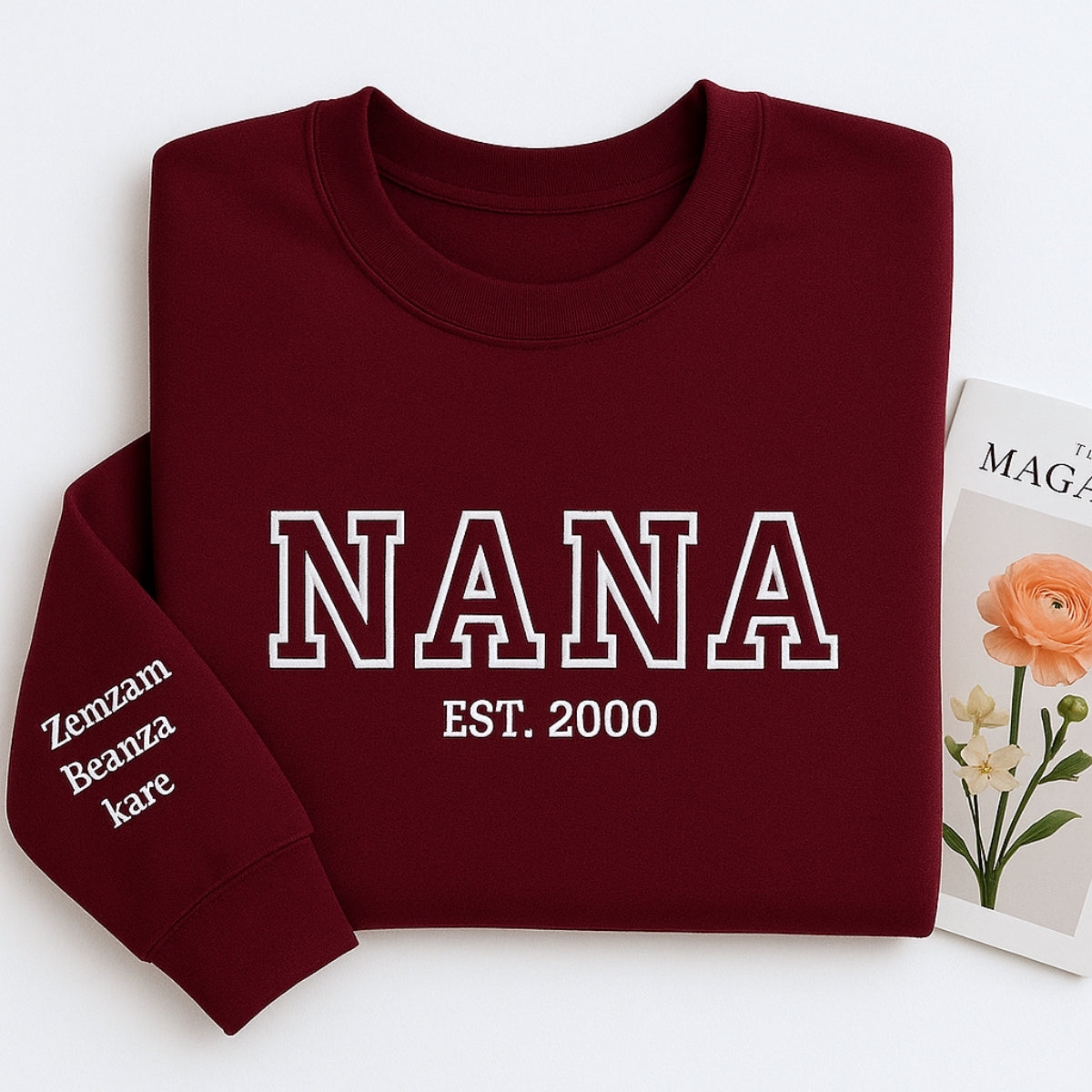 Nana Custom Embroidered Hoodie - Varsity Style Grandmother Sweatshirt - Personalized Grandma Gift