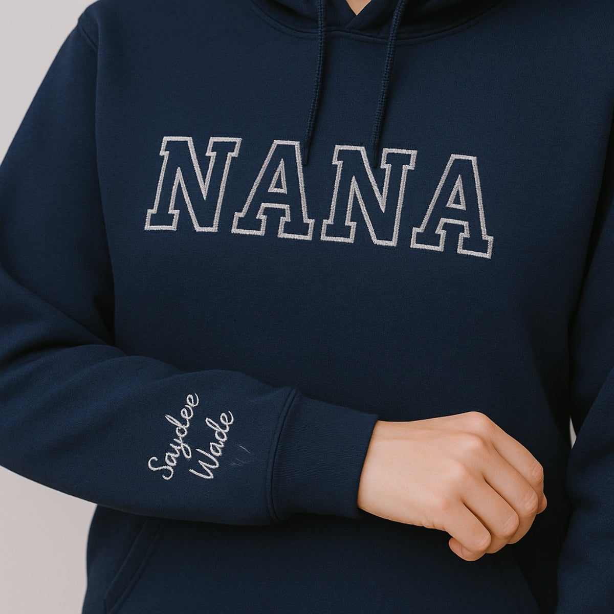 Nana Custom Embroidered Hoodie - Varsity Style Grandmother Sweatshirt - Personalized Grandma Gift