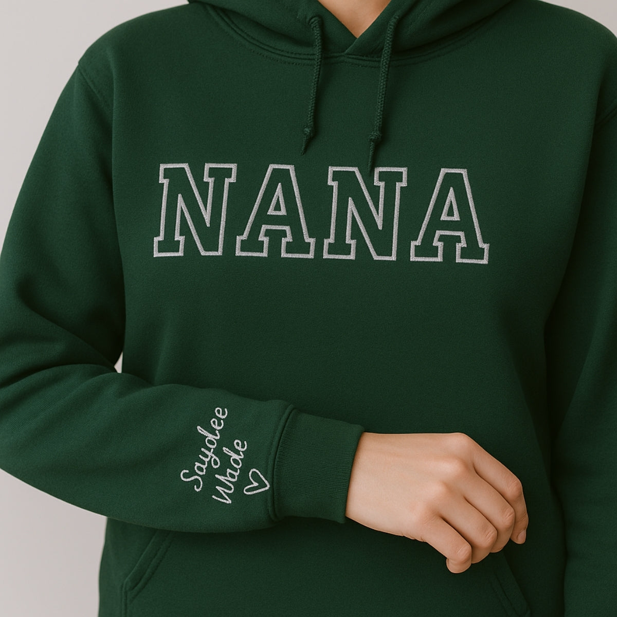 Nana Custom Embroidered Hoodie - Varsity Style Grandmother Sweatshirt - Personalized Grandma Gift