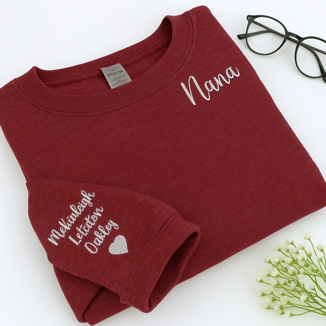 Grandchildren Names Custom Embroidered Hoodie - Personalized Grandma Gift 2