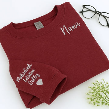 Grandchildren Names Custom Embroidered Hoodie - Personalized Grandma Gift 2