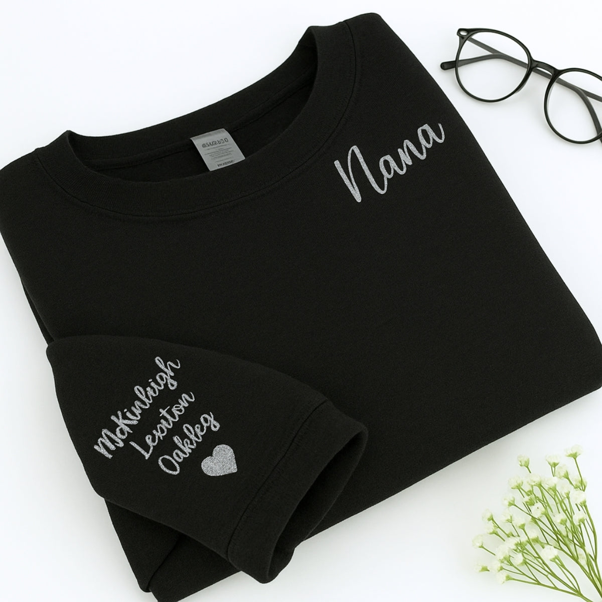 Grandchildren Names Custom Embroidered Hoodie - Personalized Grandma Gift 2