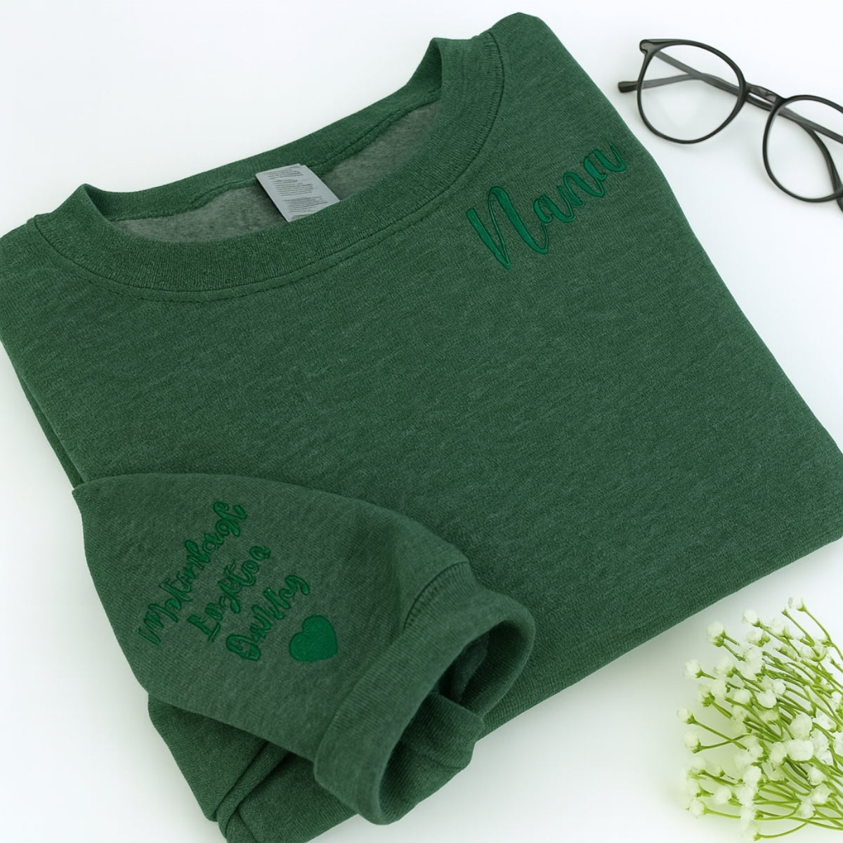 Grandchildren Names Custom Embroidered Hoodie - Personalized Grandma Gift 2