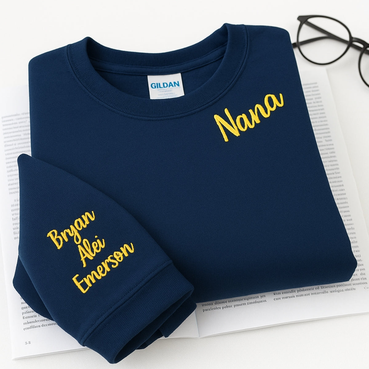 Grandchildren Names Custom Embroidered Hoodie - Personalized Grandma Gift 2