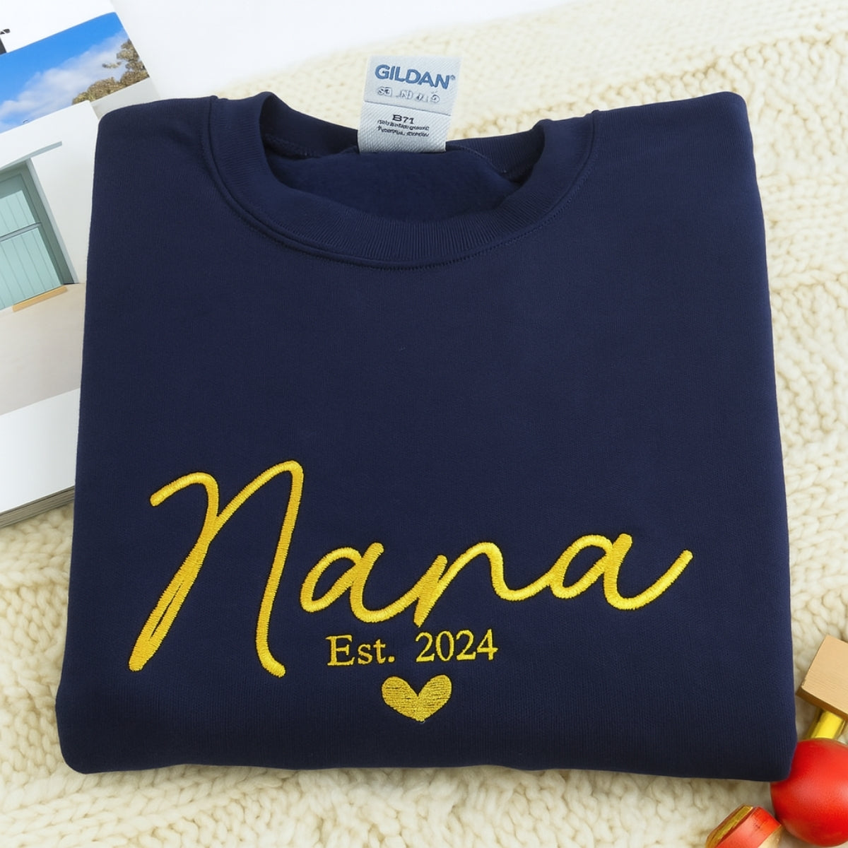 Grandmother Custom Embroidered Hoodie - Personalized Nana Sweatshirt - New Baby Gift