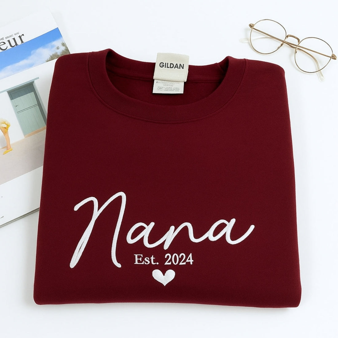 Grandmother Custom Embroidered Hoodie - Personalized Nana Sweatshirt - New Baby Gift