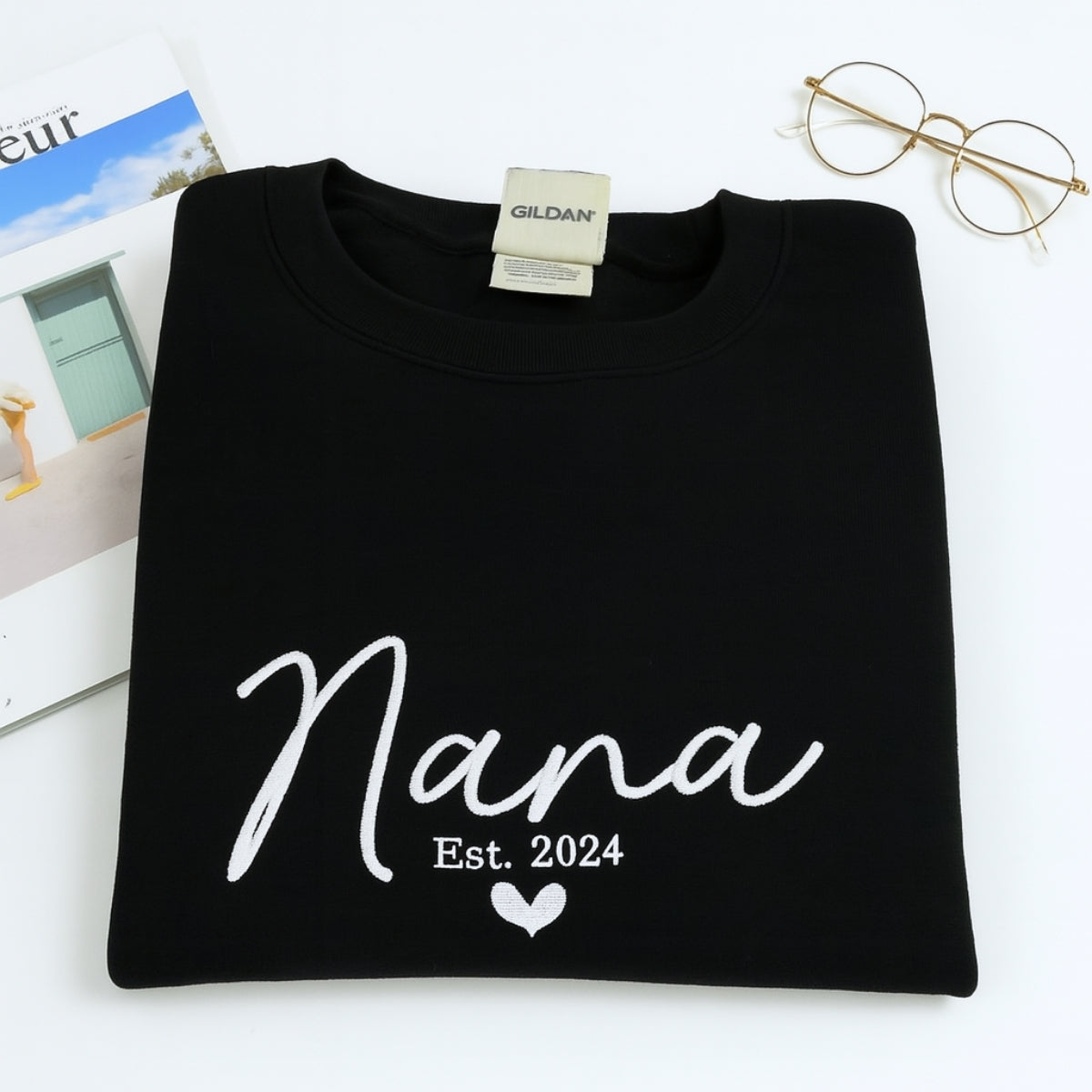 Grandmother Custom Embroidered Hoodie - Personalized Nana Sweatshirt - New Baby Gift