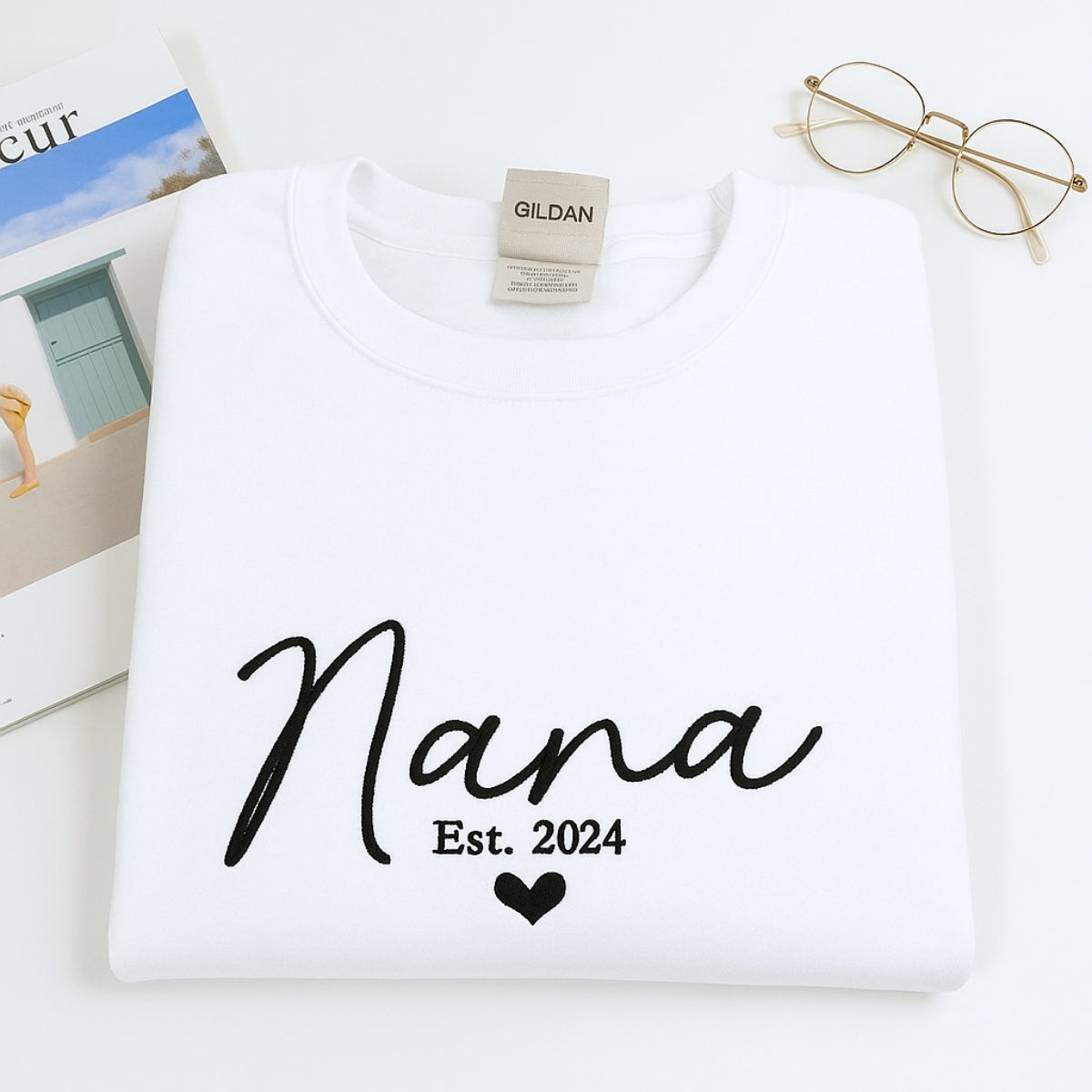 Grandmother Custom Embroidered Hoodie - Personalized Nana Sweatshirt - New Baby Gift