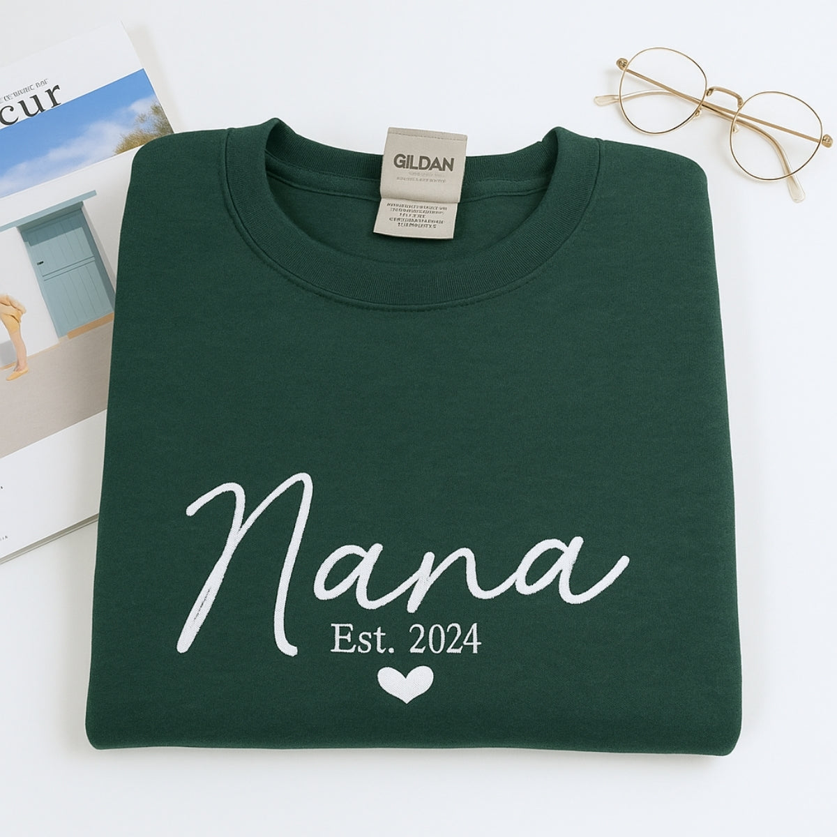 Grandmother Custom Embroidered Hoodie - Personalized Nana Sweatshirt - New Baby Gift