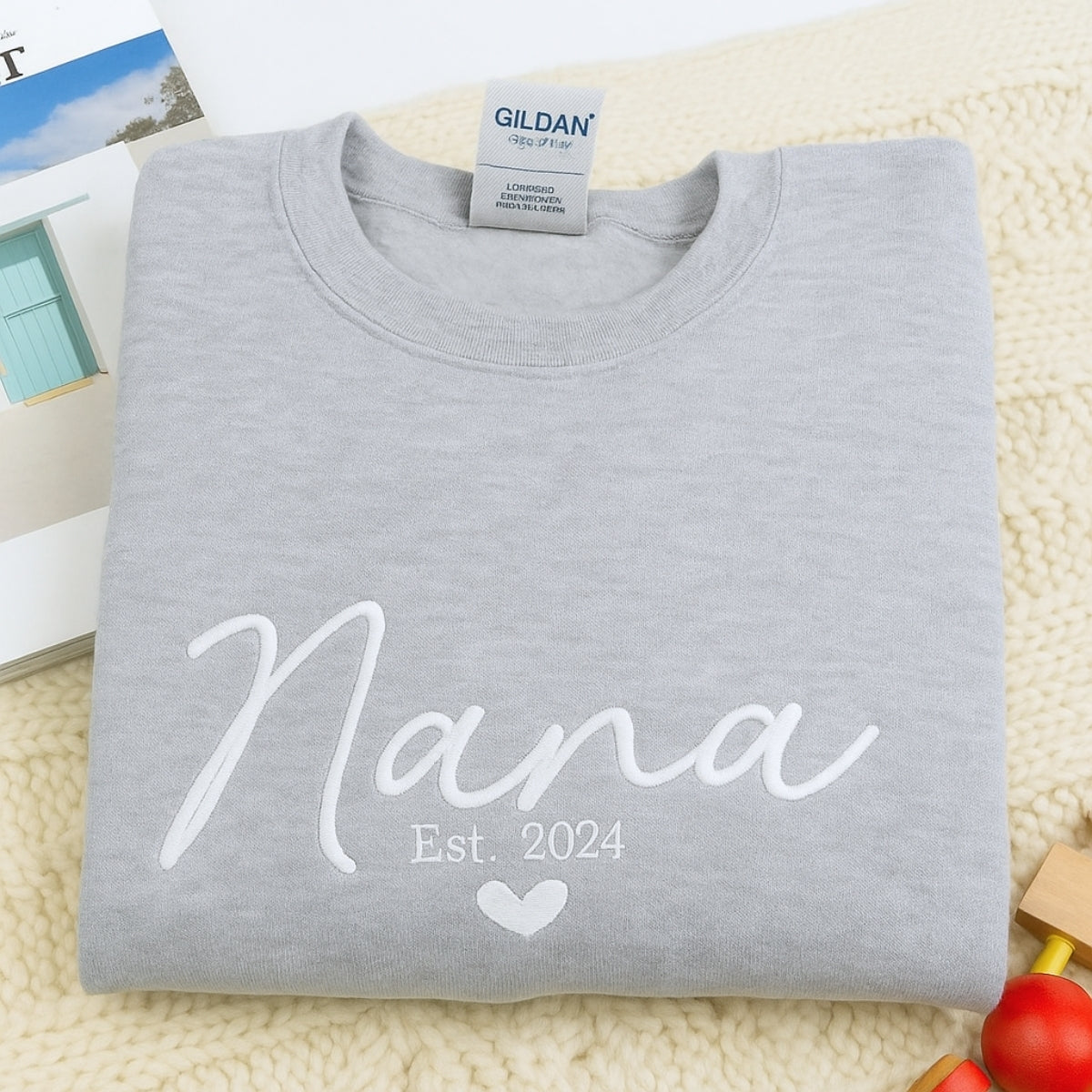 Grandmother Custom Embroidered Hoodie - Personalized Nana Sweatshirt - New Baby Gift